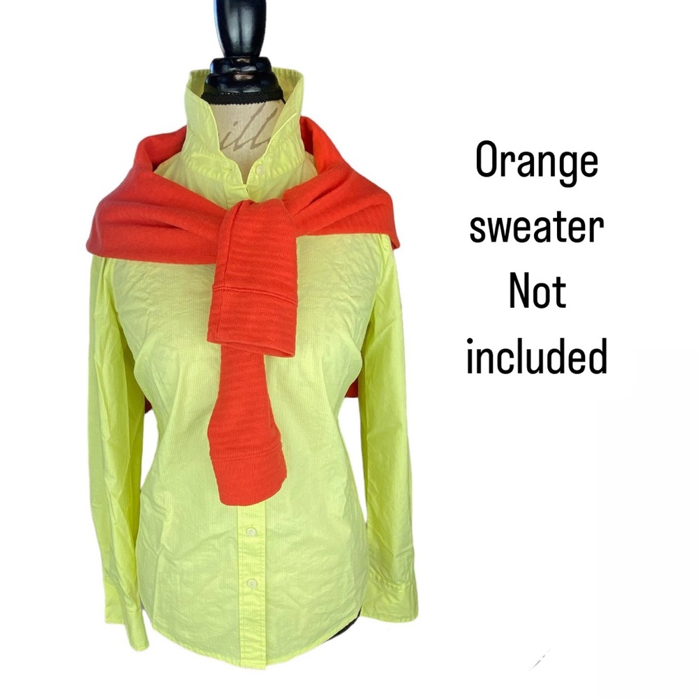 Halogen Gingham Yellow Lime Button Collar Long Sl… - image 2